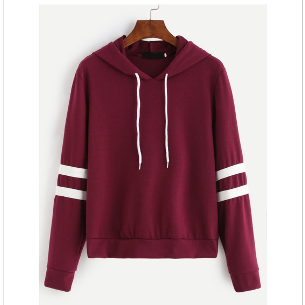 Burgundy Drop Shoulder Varsity Hoodie