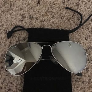 Grey metallic mirrored Ray Bans 58-14