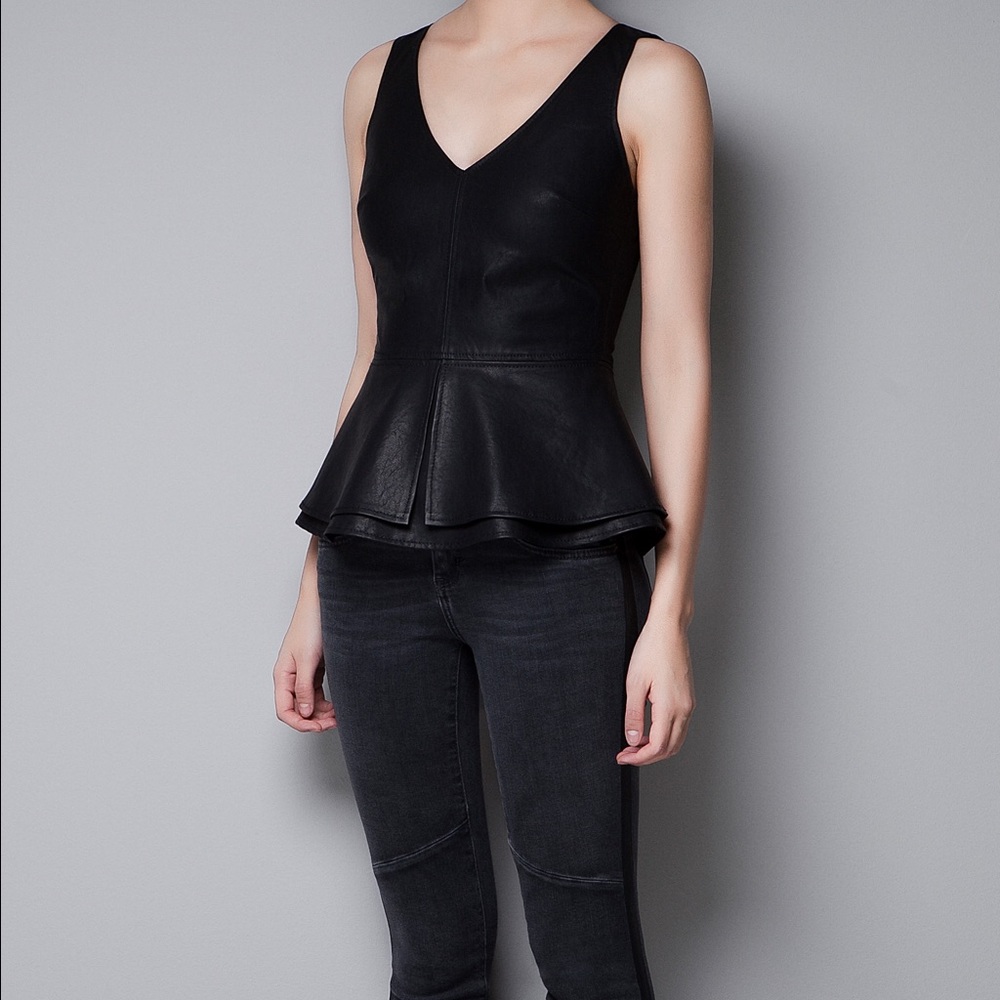 Zara Leather Peplum top