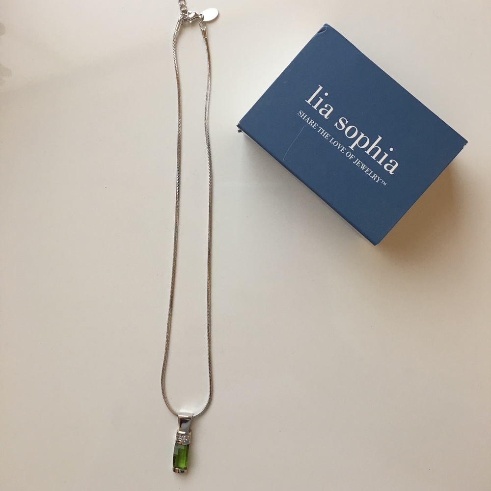 Lia Sophia Silver Green Stone Necklace
