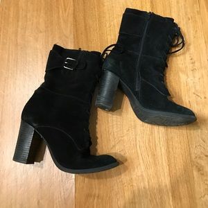 Black heeled combat boots