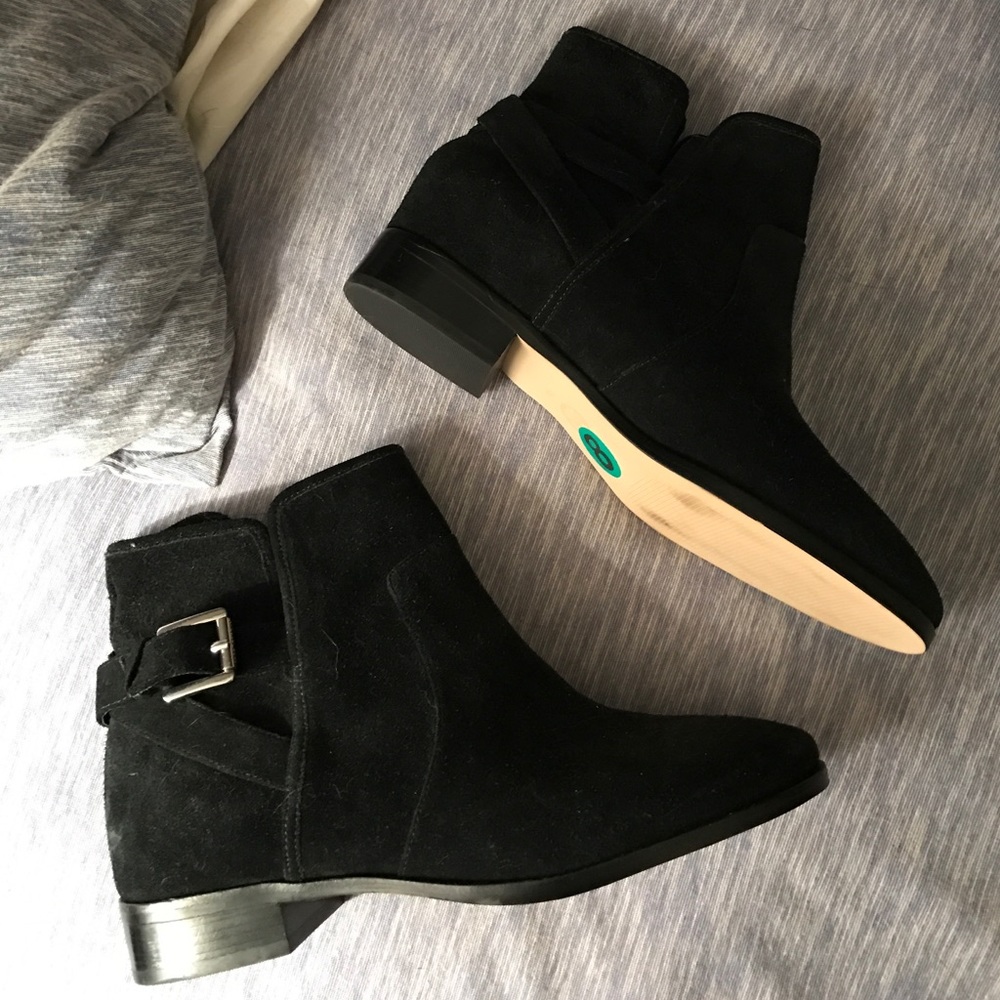 Michael Kors suede black booties w/ silver buckle