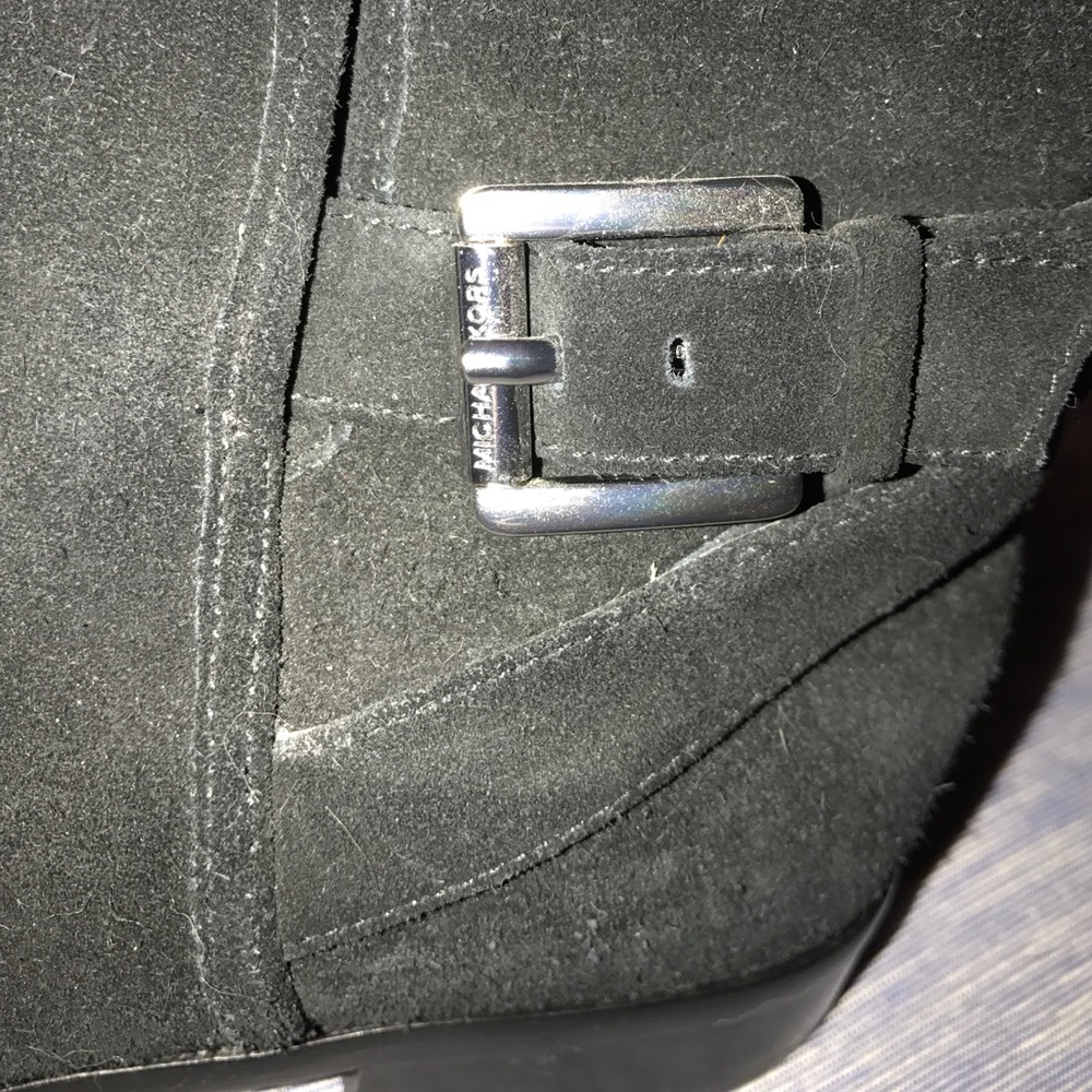 Michael Kors suede black booties w/ silver buckle - Picture 3 of 3