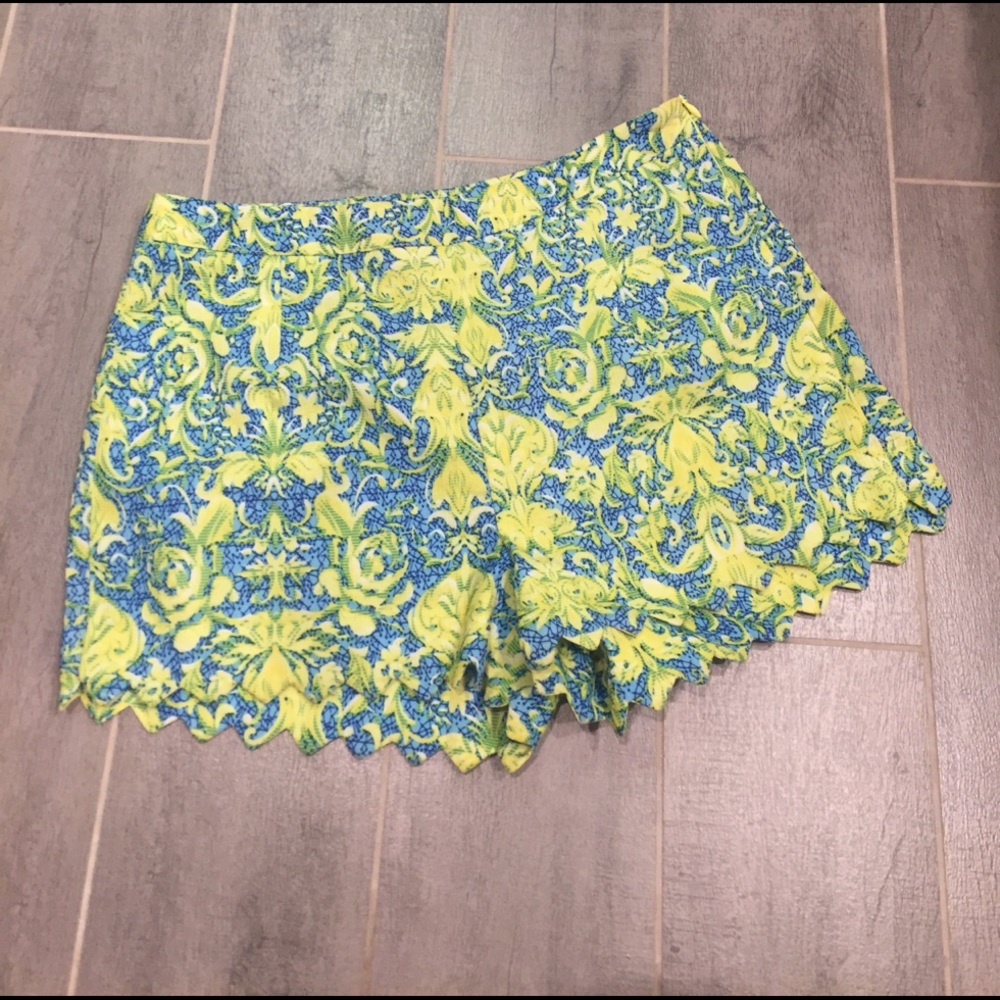 Green and blue printed shorts from LF