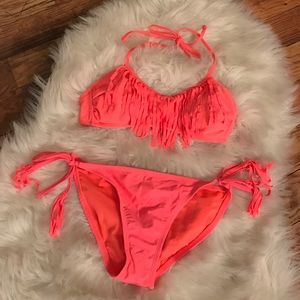 Neon Pink Fringe Bikini