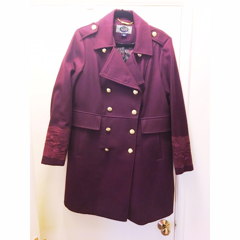 Maroon Plum Beautiful Peacoat size XL NWOT