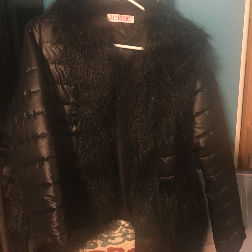 Black fluffy jacket- never worn