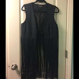 Faux Suede Fringe Vest