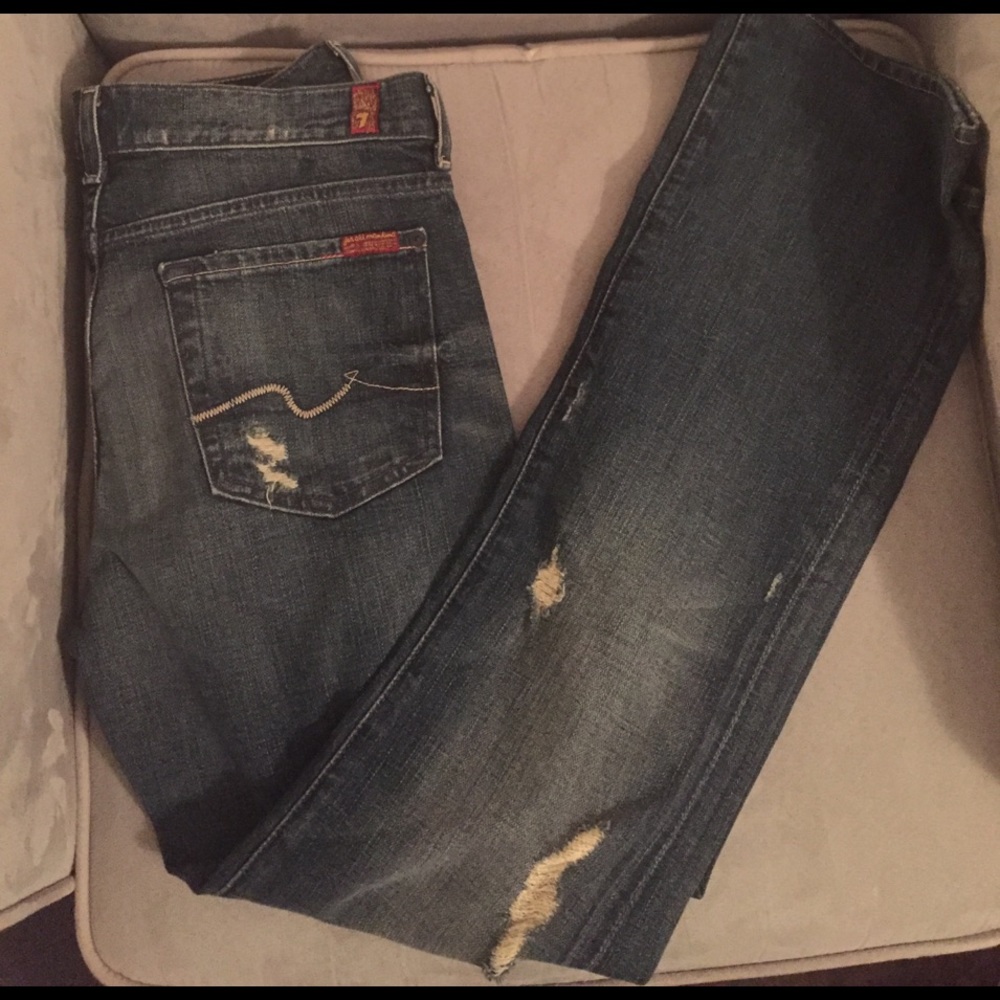 7 for All Mankind distressed bootcut denim