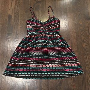 Roxy black pink teal short dress zipper back 👗