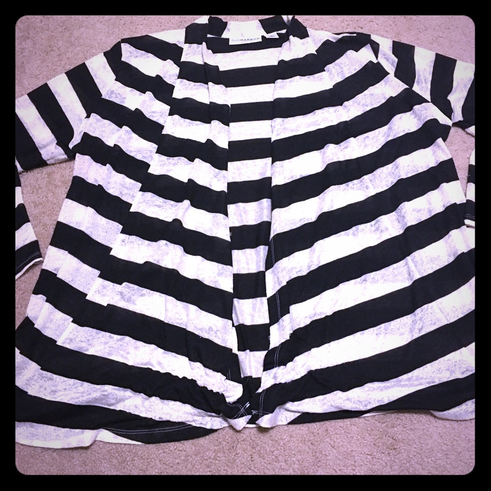 Black and white striped cardigan