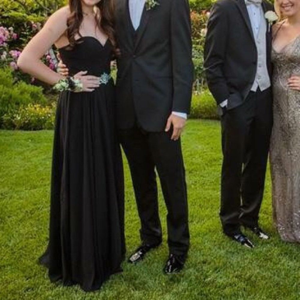 Simple Black with jewels prom dress