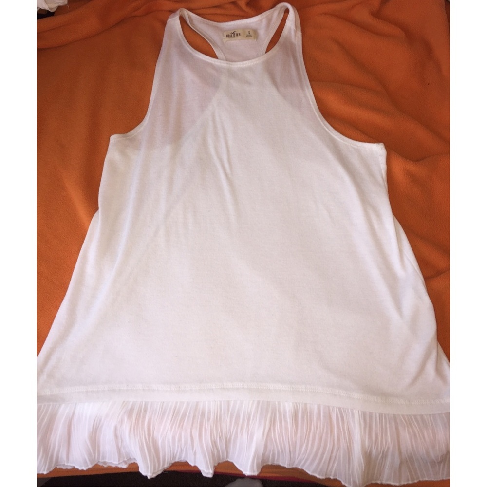 flowy tank with sheer pleated ruffle