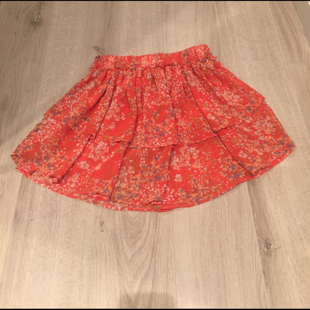 Zara orange floral skirt