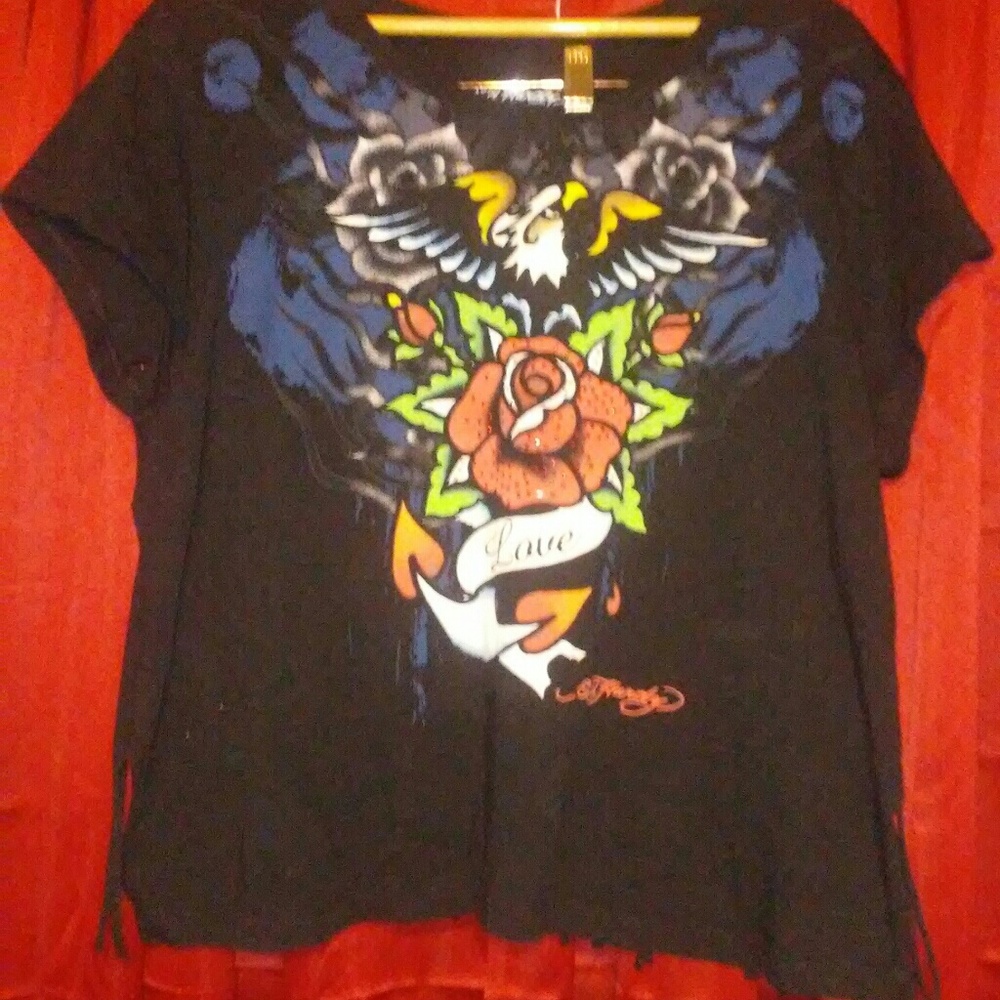Ed hardy Fringe Accent Tee