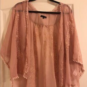 Pink lace kimono