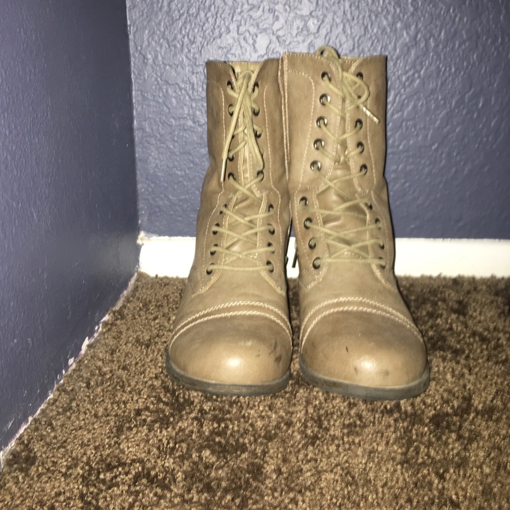 Brown combat boots
