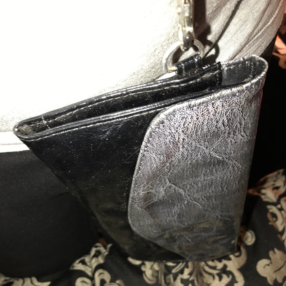 Purple and black purse