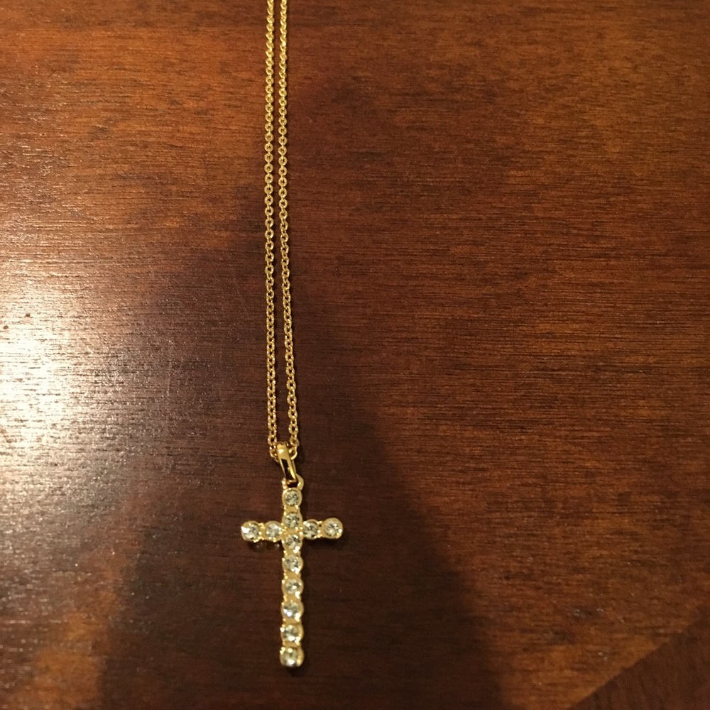 Petite Cross Necklace (Touchstone Crystal)
