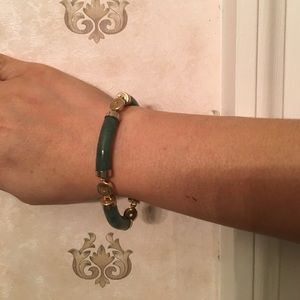 Vintage natural jade gold plated