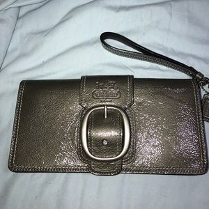 Coach large gray wristlet