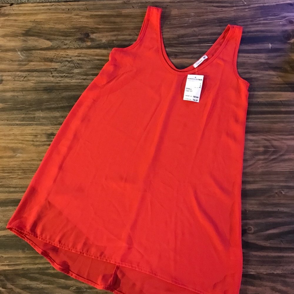 Soprano coral red dressy chiffon tank