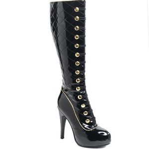 Patent Leather Button Detail Costume Boots
