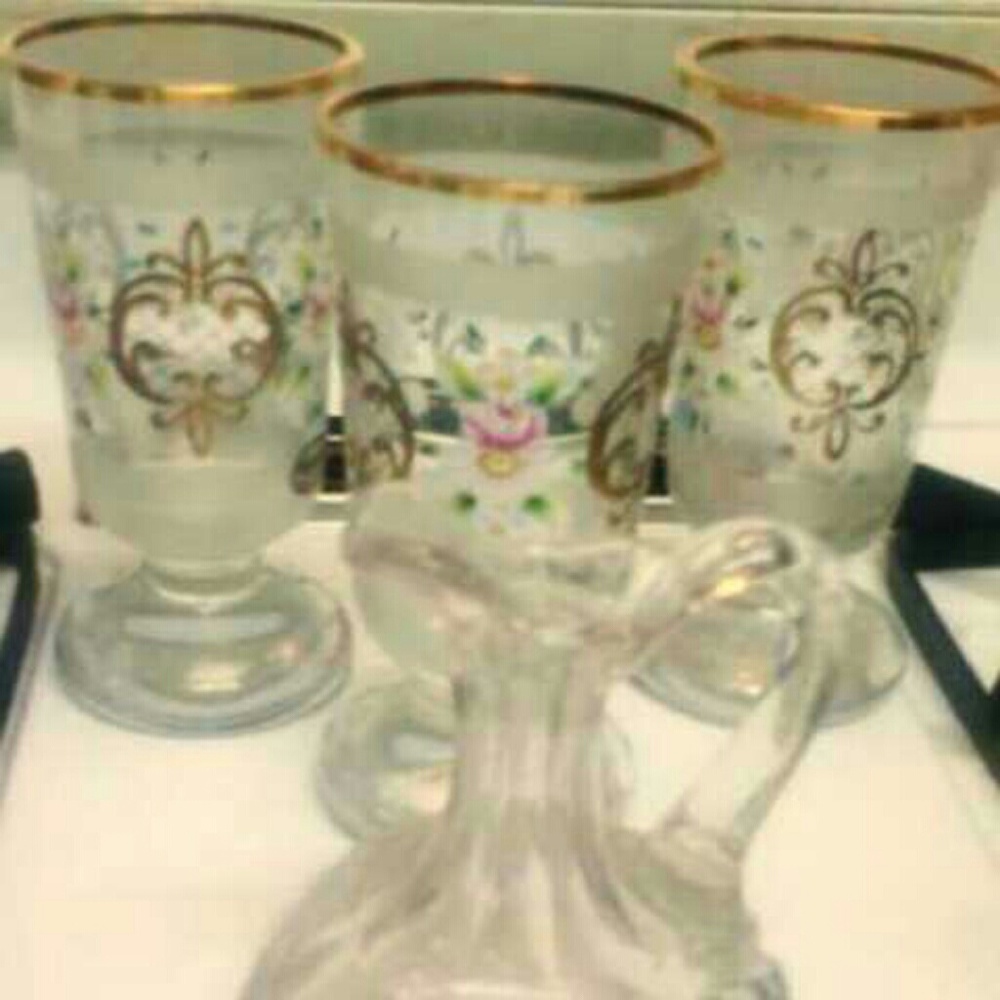 Bohemian Crystal, 14k gold rim frosted buttons