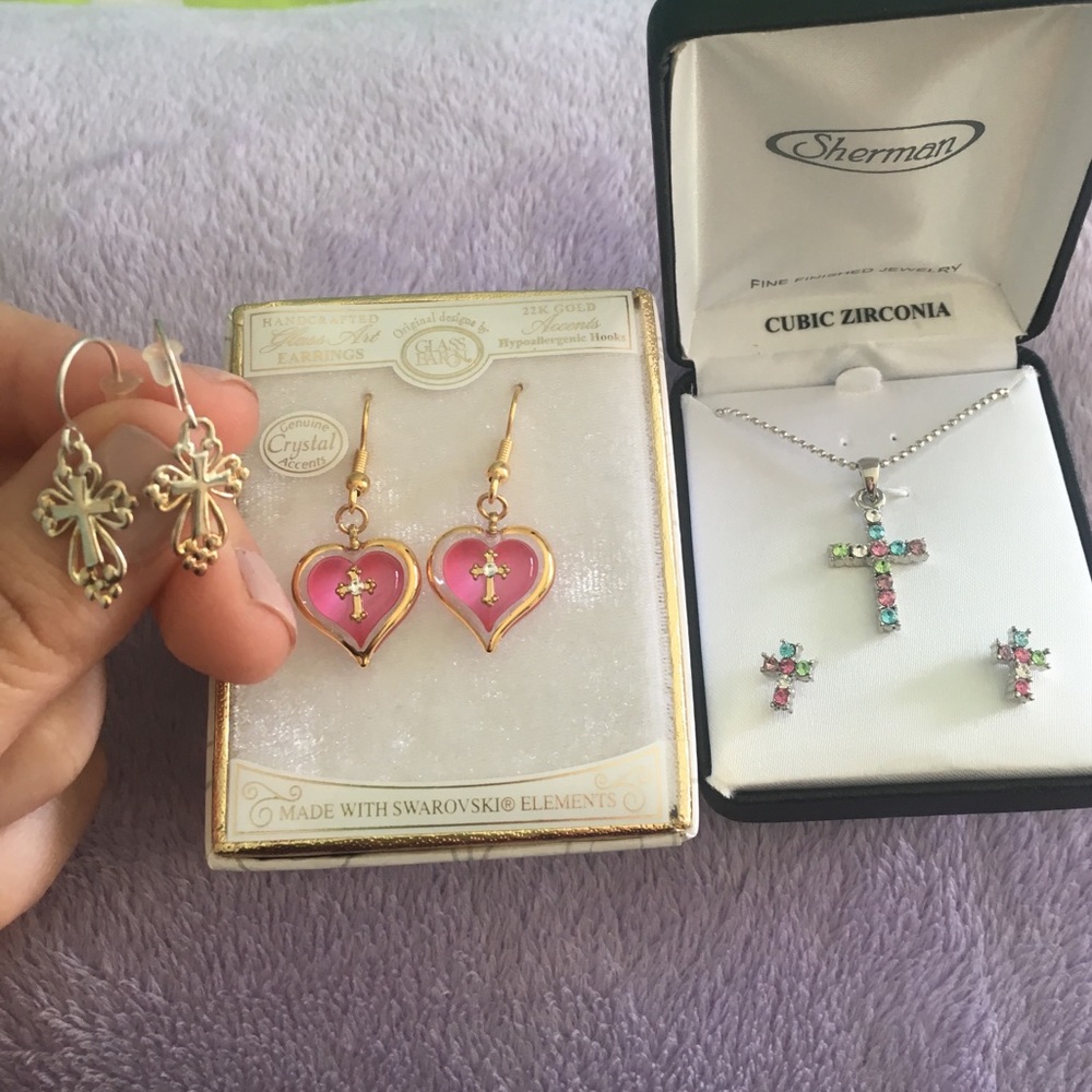 Cross Earrings/Necklace