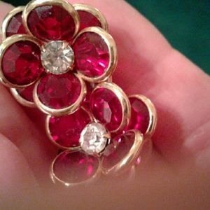 Designer red/crystal earrings! - SALE
