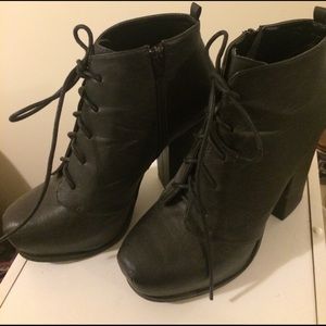 Black platform booties