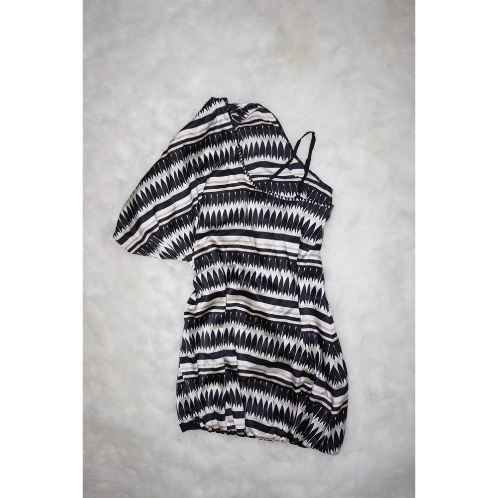 BEBE | printed, off the shoulder dress