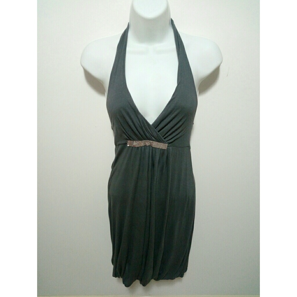 Dark grey cocktail dress with silver design