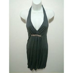 Dark grey cocktail dress with silver design