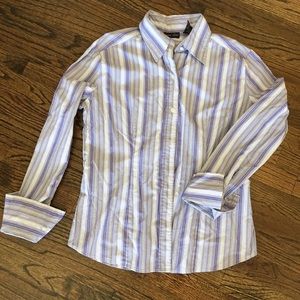 Purple sparkly striped button-down