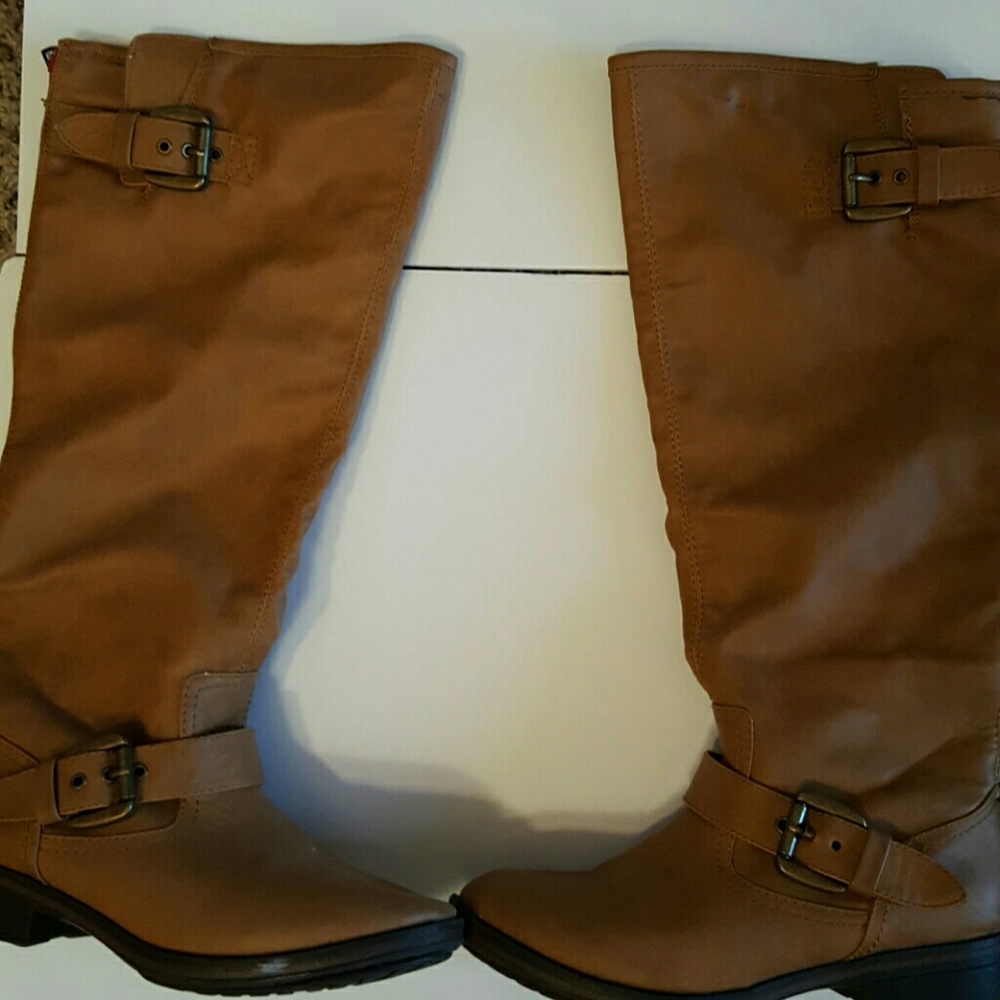 Tan Calf High Boots