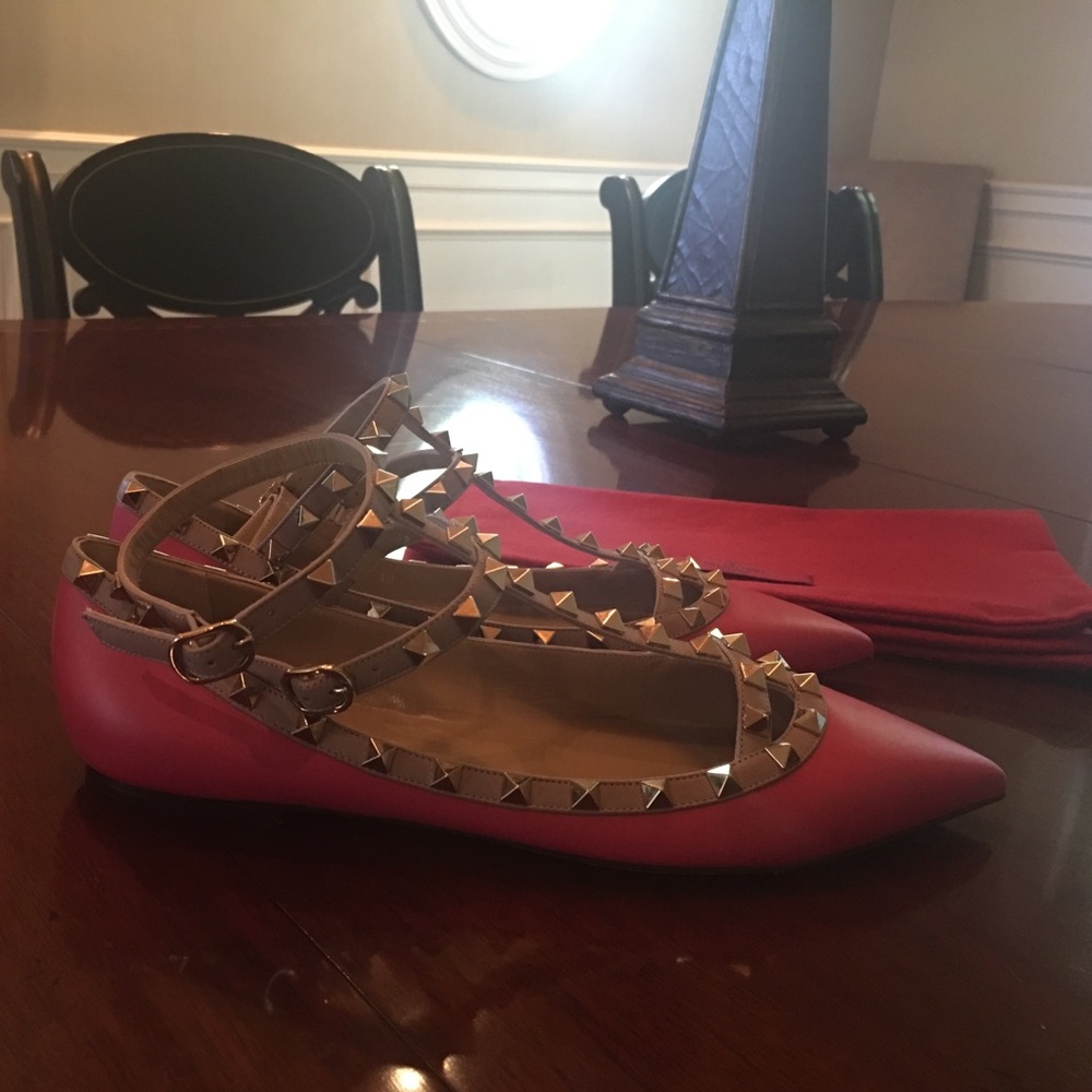 Valentino 'Rockstud' T- Strap Flat