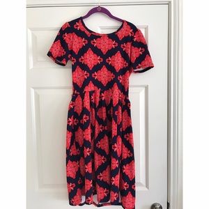 Navy and Red LuLaRoe Amelia Dress - Size S