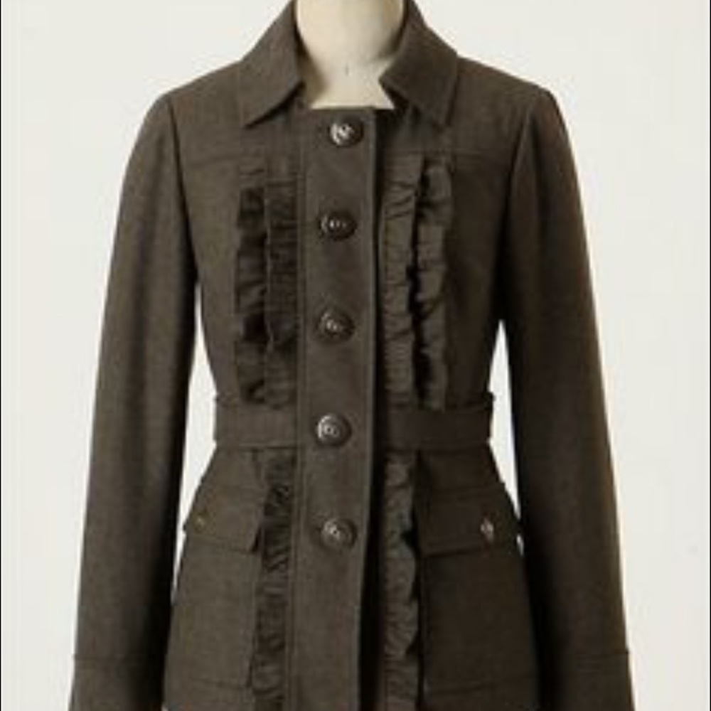 Anthropologie Tabitha Ruffle Front Jacket Size 4
