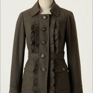 Anthropologie Tabitha Ruffle Front Jacket Size 4