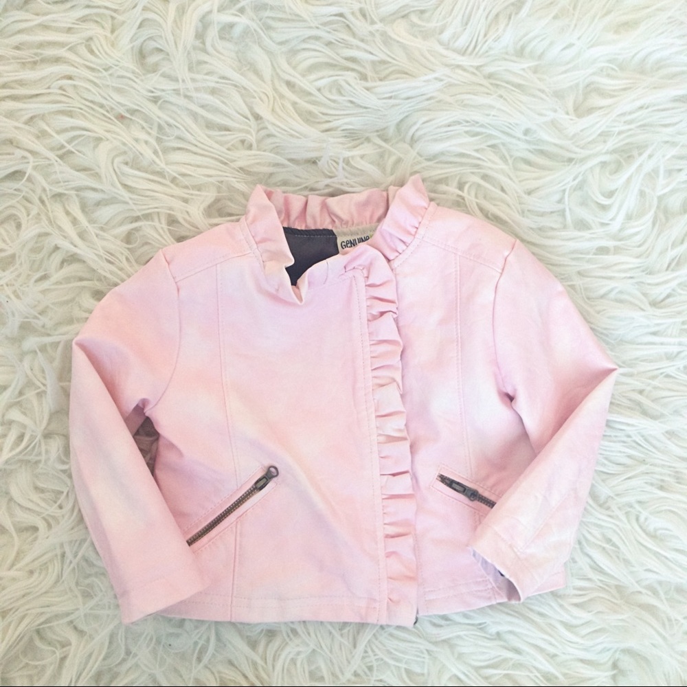 Faux Leather Stonewash Pink Motorcycle Jacket