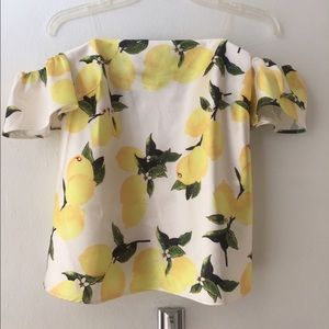 Floral and Lemons off shoulder top.