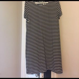 Black and white rayon stripe dress