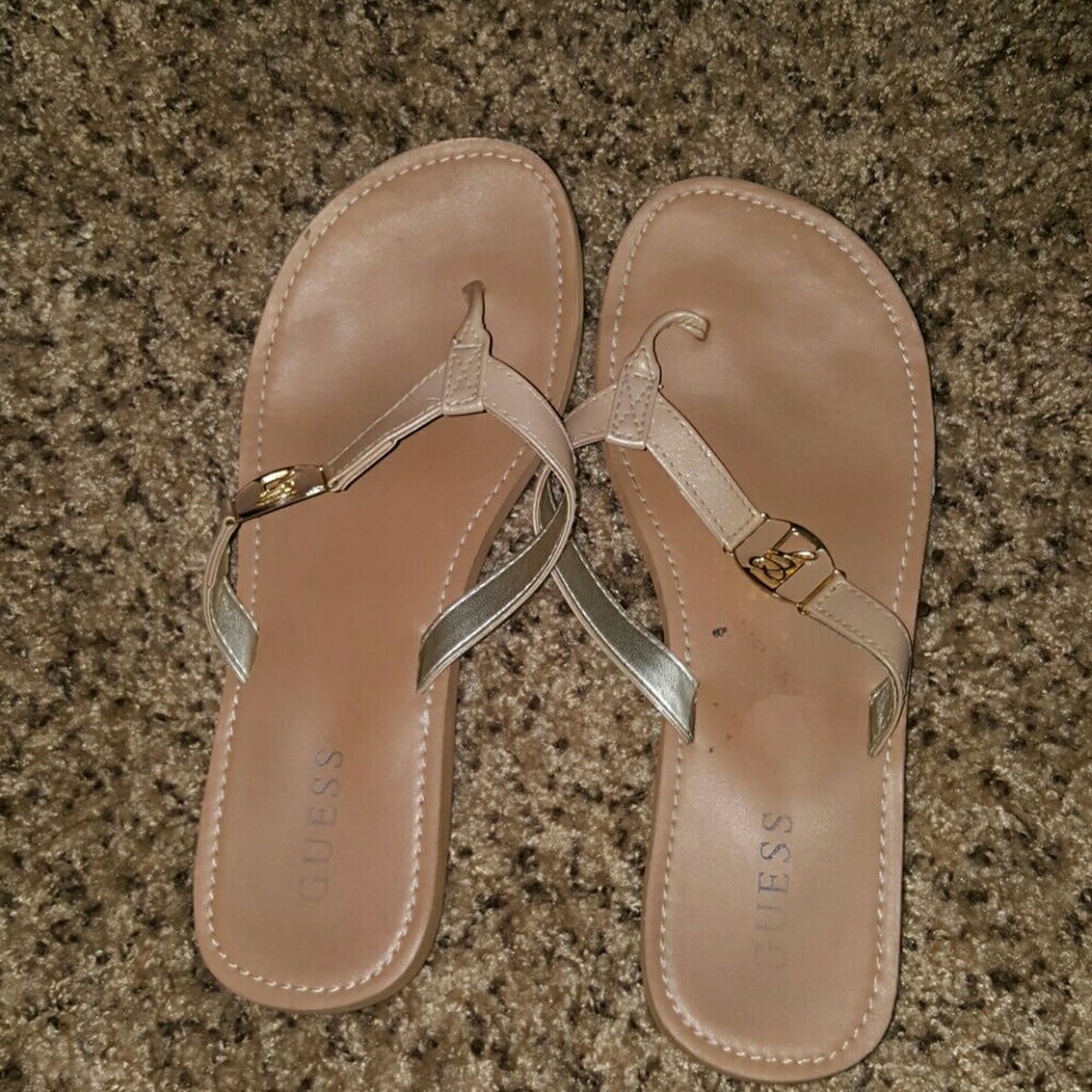 Tan Guess Flip Flops