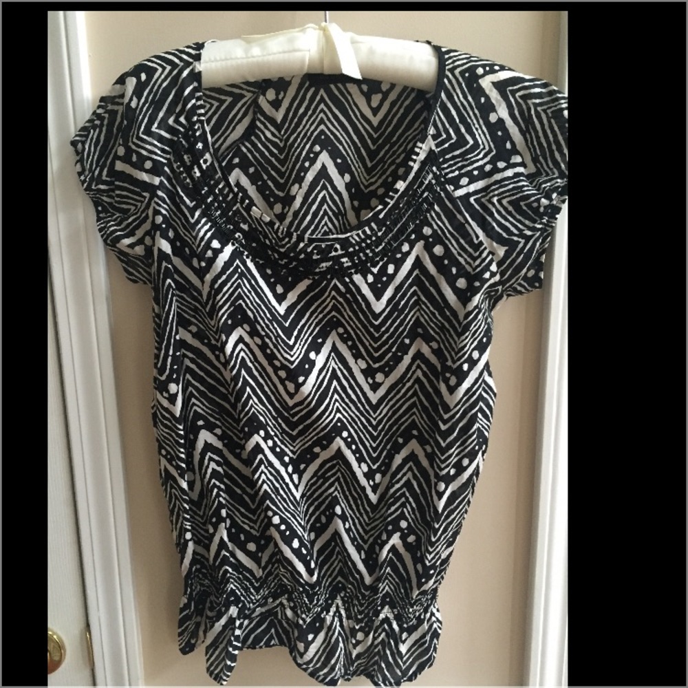 The Limited Tribal Print Beaded -Elastic Waist Top