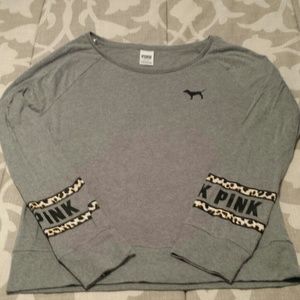 VS PINK Gray Leopard Raglan
