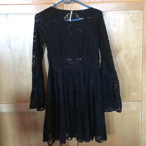Free People black lace mini dress