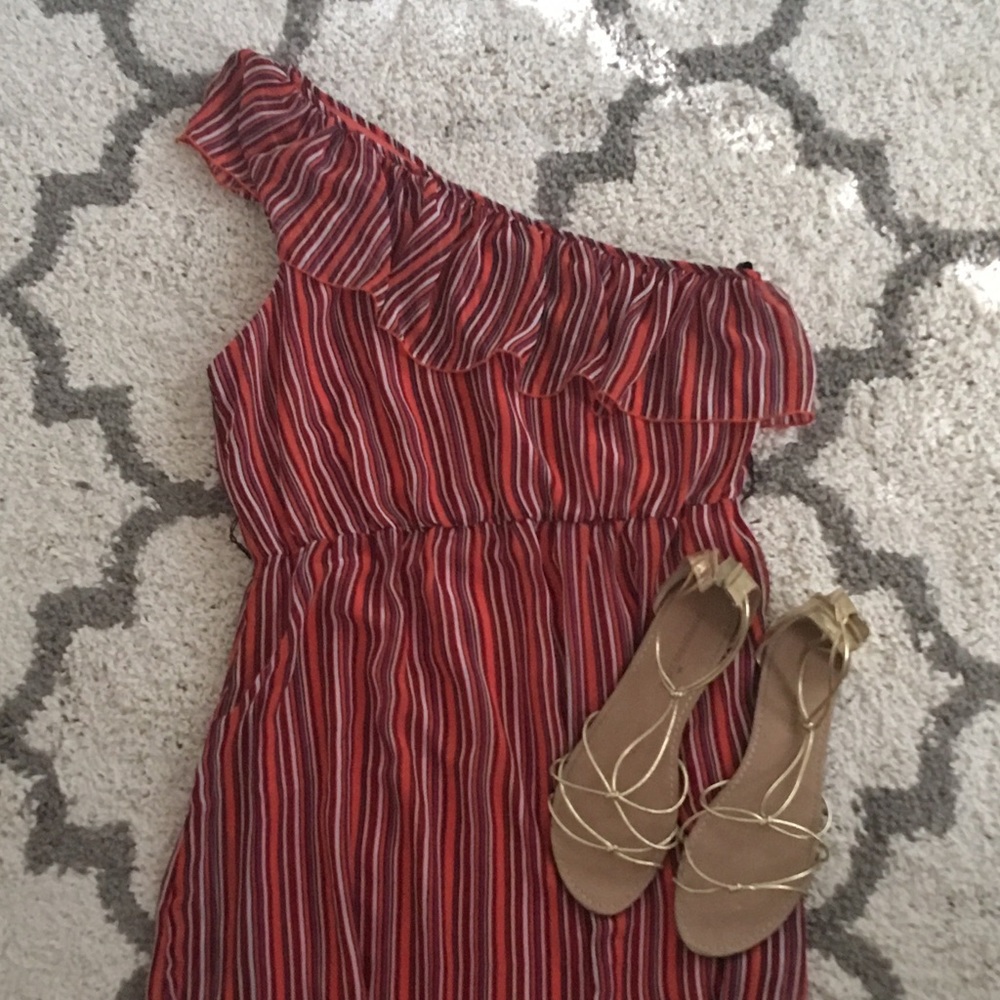 Bisou Bisou Striped One-Shoulder Dress