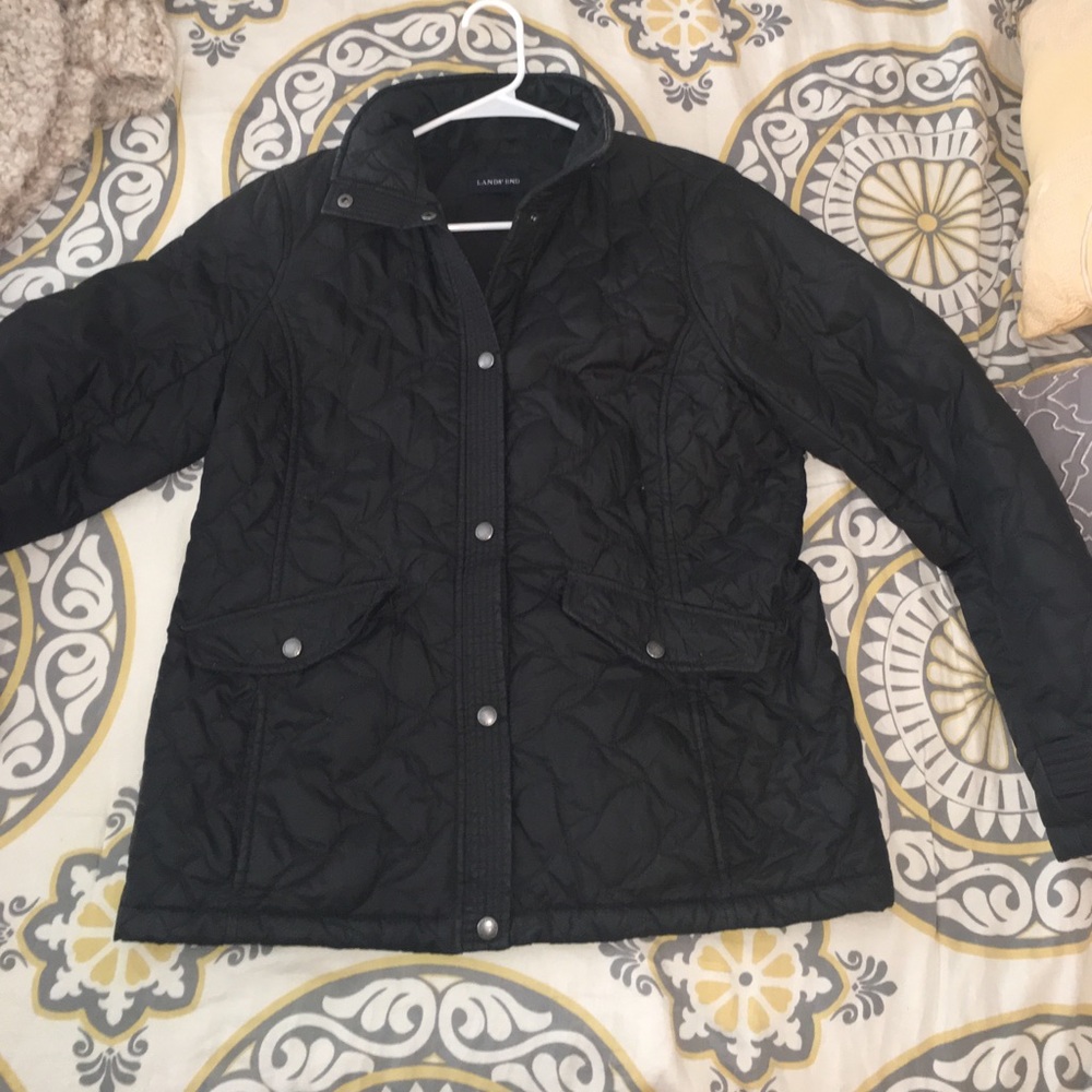 Lands' End black quilted jacket