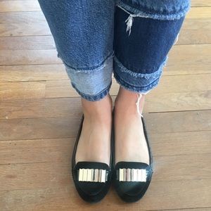 Aldo black flats with gold detail